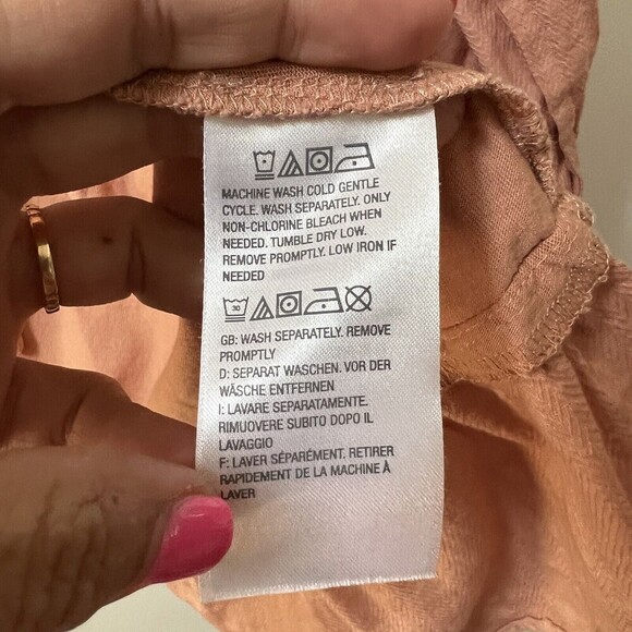 LOGO Lori Goldstein Cotton Cardigan Womens Large Chiffon Smocking Tea Rose Open - Picture 5 of 14